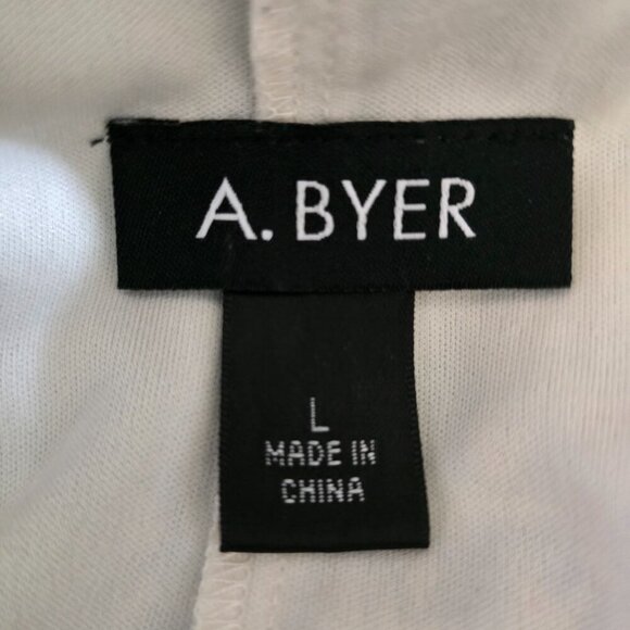 A. BYER SLEEVELESS DRESS LACE NECKLINE ABSTRACT PRINT WOMENS SIZE L - Picture 4 of 5